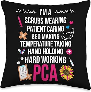 Best Patient Care Assistant Definition Patient Care Assistant PCA Nurse Throw Pillow, 16x16, Multicolor