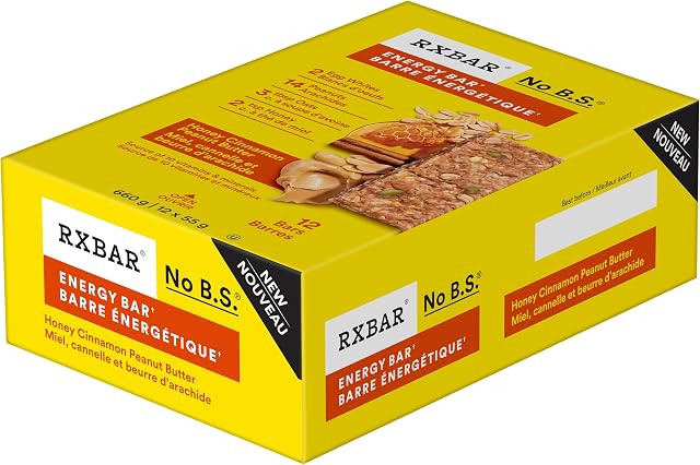 RXBAR Barre de protéines d'énergie Miel Cinnamon Beurre d'arachide 12x55g (Boîte de 12)