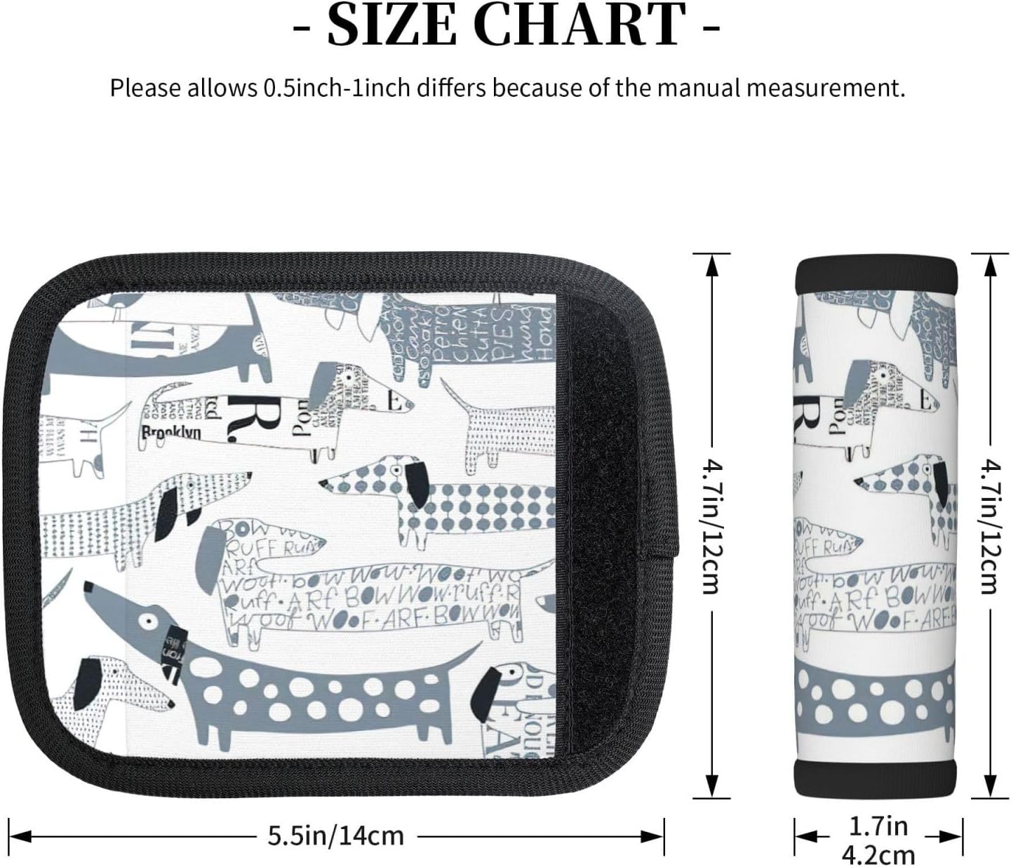 Cute Dachshund Dog Print Luggage Handle Wraps Luggage Identifiers Soft Neoprene Luggage Handle Wraps for Suitcase Trolley Handle Grip Cover 2 Pack Luggage Tags