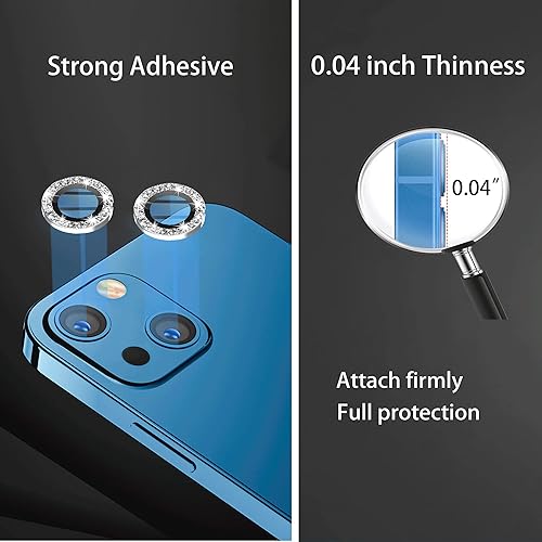 Miniatura 4 de Protector de lente de cámara compatible con iPhone 14 y 14 Plus (6.1 y 6.7 pulgadas), cubierta de cámara Apple brillante con vidrio transparente,