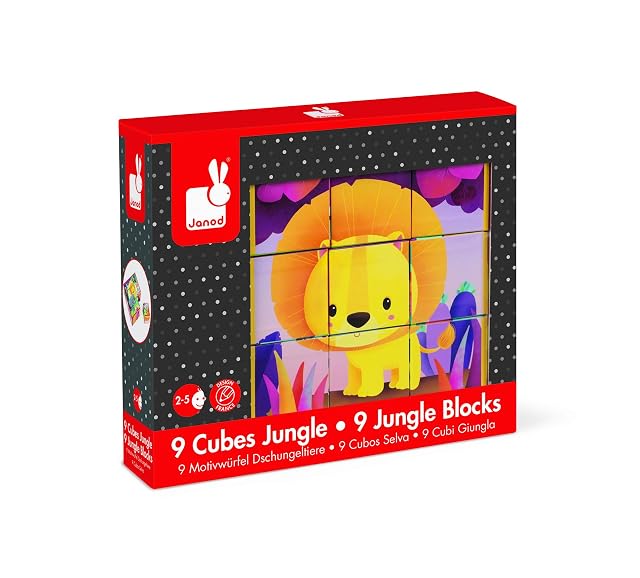 Foto 6 de 6 de Janod - Animales de la Selva Kubkid, 9 Cubos (J02732)