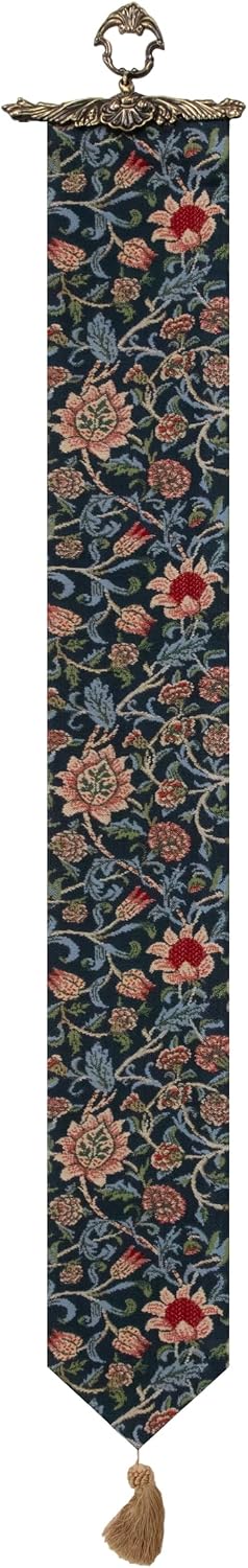 C Charlotte Home Furnishings Inc Fleurs De Morris (Blue) I Tapestry Bell Pull - 6 in. x 42 in. Cotton/Viscose/Polyester by William Morris