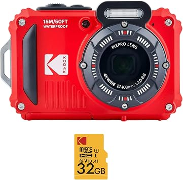 Kodak PIXPRO WPZ2 Rugged Waterproof 16MP Digital Camera Bundle Red