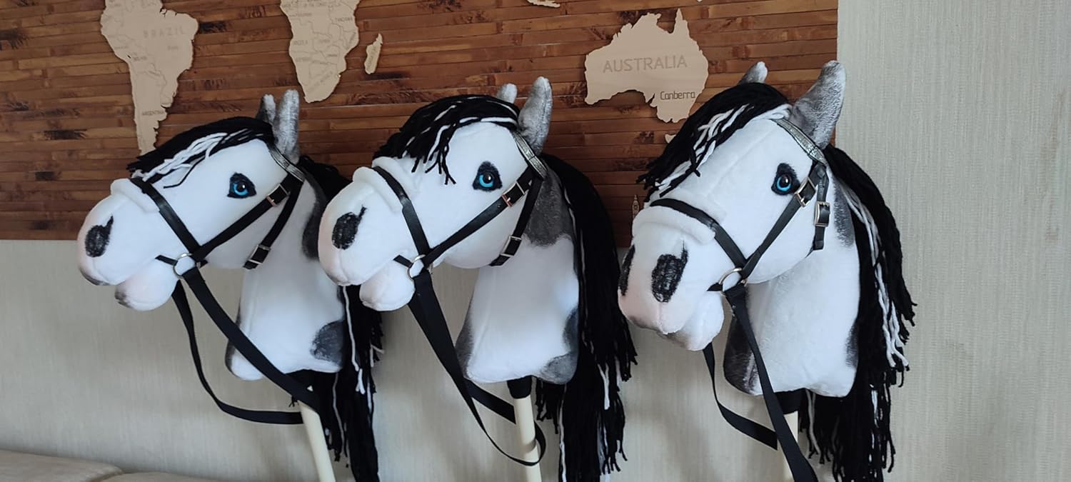 Hobby Horse Pinto A3 | Realistic Toy Horse on a Stick | Black and White Hobbyhorse