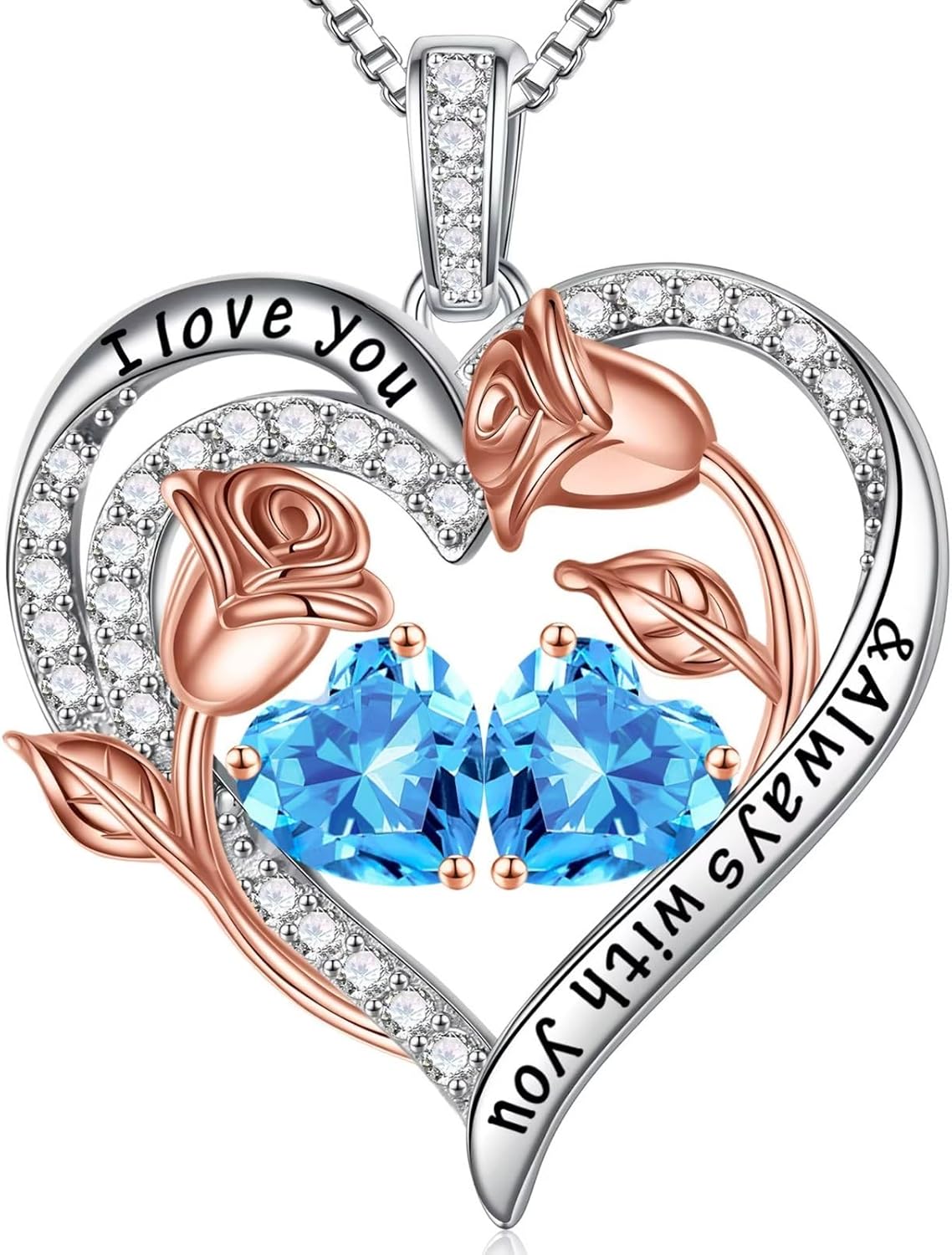 Iefil Birthstone Necklace for Women – 925 Sterling Silver Rose Heart Birthstone Necklace Birthday Anniversary Jewelry Gifts for Her Wife Mom Daughter Iefil Birthstone Necklace for Women – 925 Sterling Silver Rose Heart Birthstone Necklace Birthday Anniversary Jewelry Gifts for Her Wife Mom Daughter