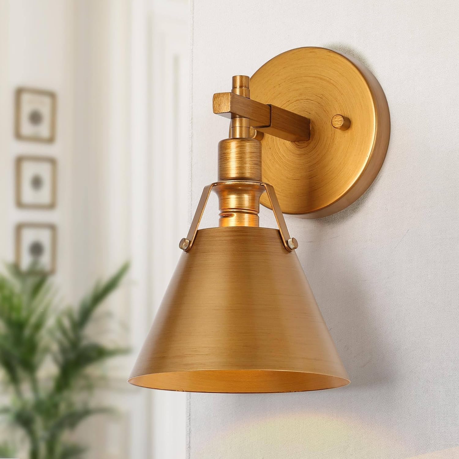 KSANA Gold Wall Sconces Lighting Fixture, Modern Vintage Wall Mounted Lamp 1-Light for Bedroom, Bathroom, Living Room, Antique Brass and Black Silver Finish