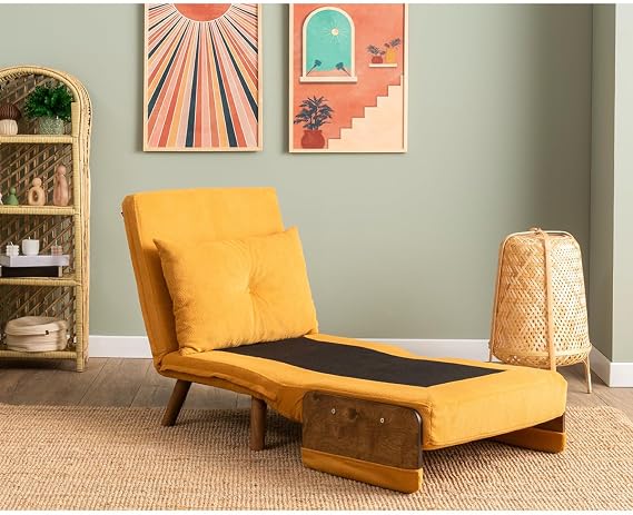 Pafu Cosmo Single Folding Bed Sofa - Bohemian Mustard