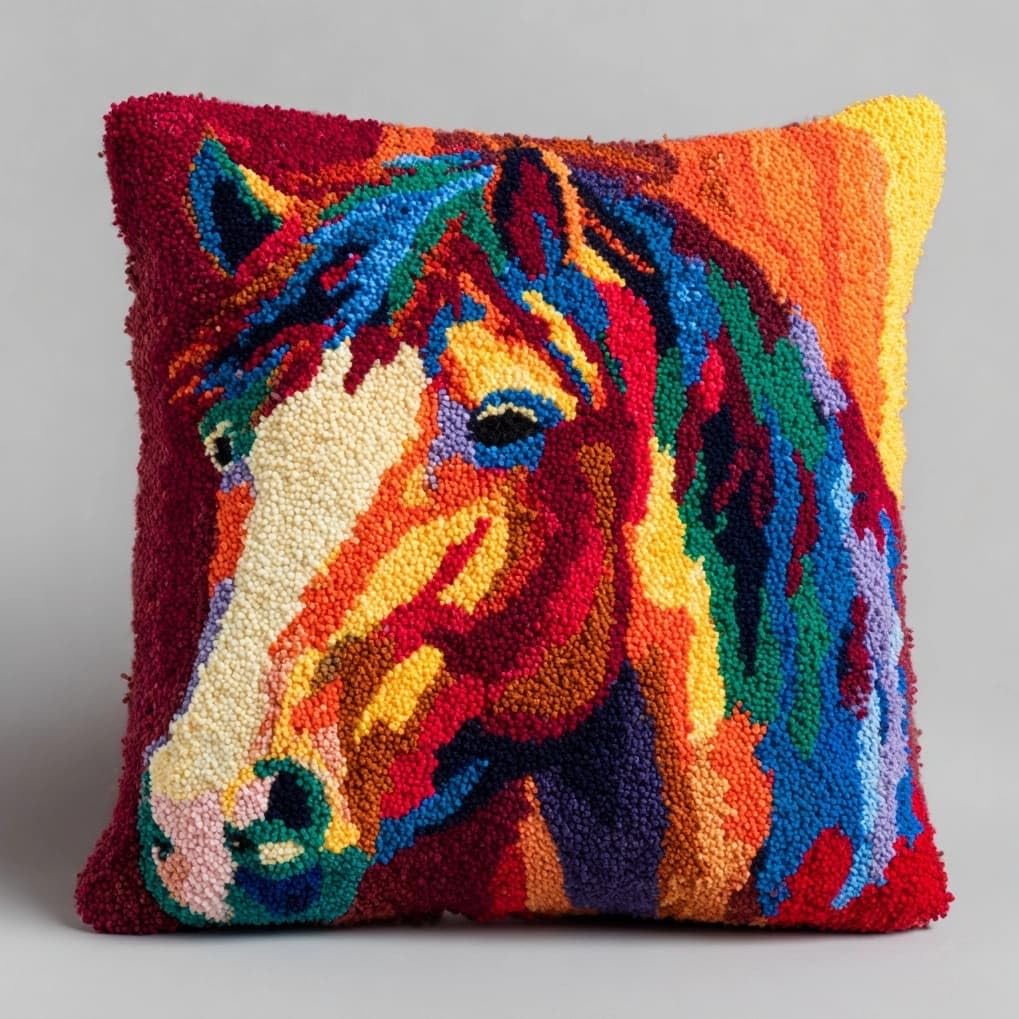Axiangzik Colorful Horse Latch Hook Kits 17X17in,