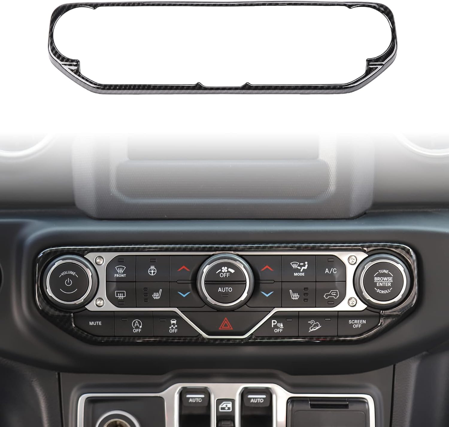 RT-TCZ Air Conditioning Dashboard Center Console Control Trim Panel Cover Interior Accessories Decoration Trim Kit for 2018-2022 Jeep Wrangler JL JLU & Jeep Gladiator JT (Carbon Fiber Grain)