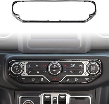RT-TCZ Air Conditioning Dashboard Center Console Control Trim Panel Cover Interior Accessories Decoration Trim Kit for 2018-2022 Jeep Wrangler JL JLU & Jeep Gladiator JT Carbon Fiber Grain
