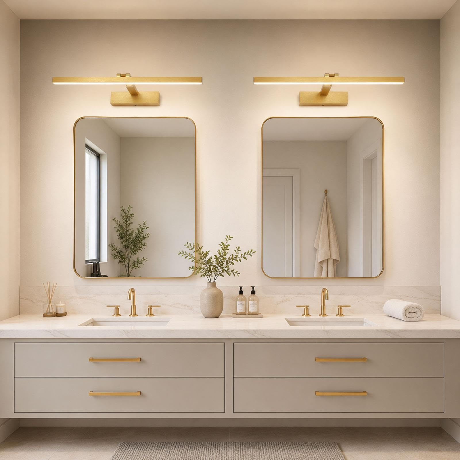 Lampada specchio bagno retrattile stile americano lineare dorata