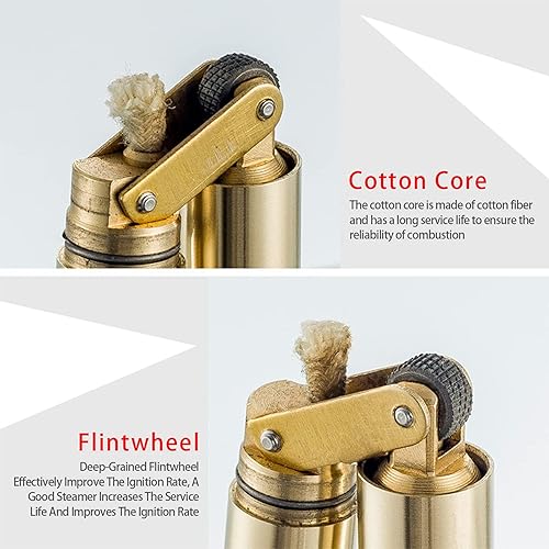 Miniatura 3 de YODOOLTLY Nunchaku - Encendedor de queroseno de cobre puro, muela de molienda retro, encendedores de pedernal, portátil, de acero inoxidable, regalo