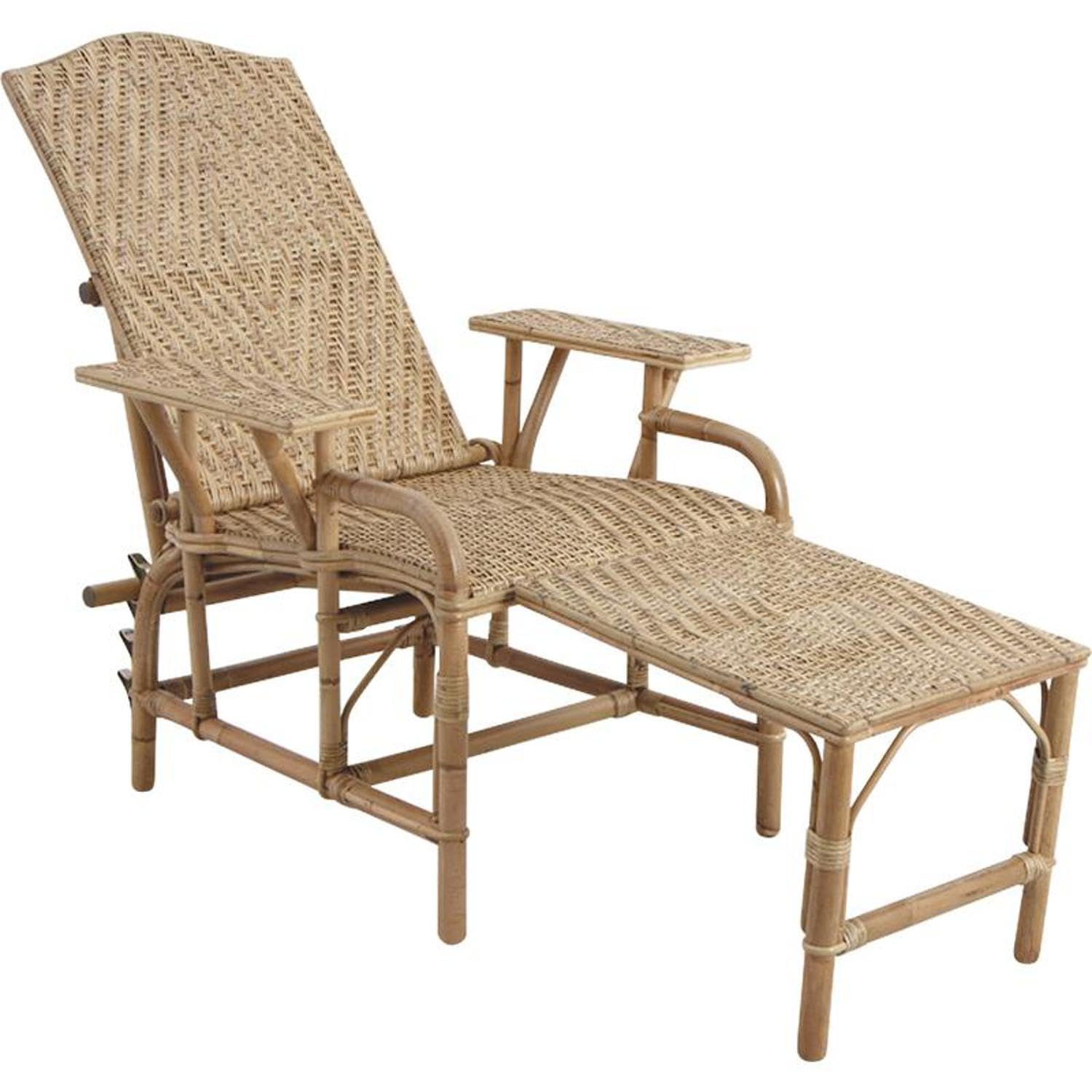 AUBRY GASPARD - Chaise Longue Manau et Rotin - Dossier Réglable 4 Positions - Pliante et Extensible - Confort Optimal - Dimensions 175x76x60 cm - Poids 8 kg - Entretien Facile