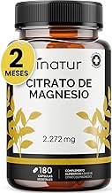 Magnesium Citrate 2272 mg – 180 Capsules with 375 mg of Pure Magnesium | Magnesium for Fatigue, Muscle and Energy | Inatur