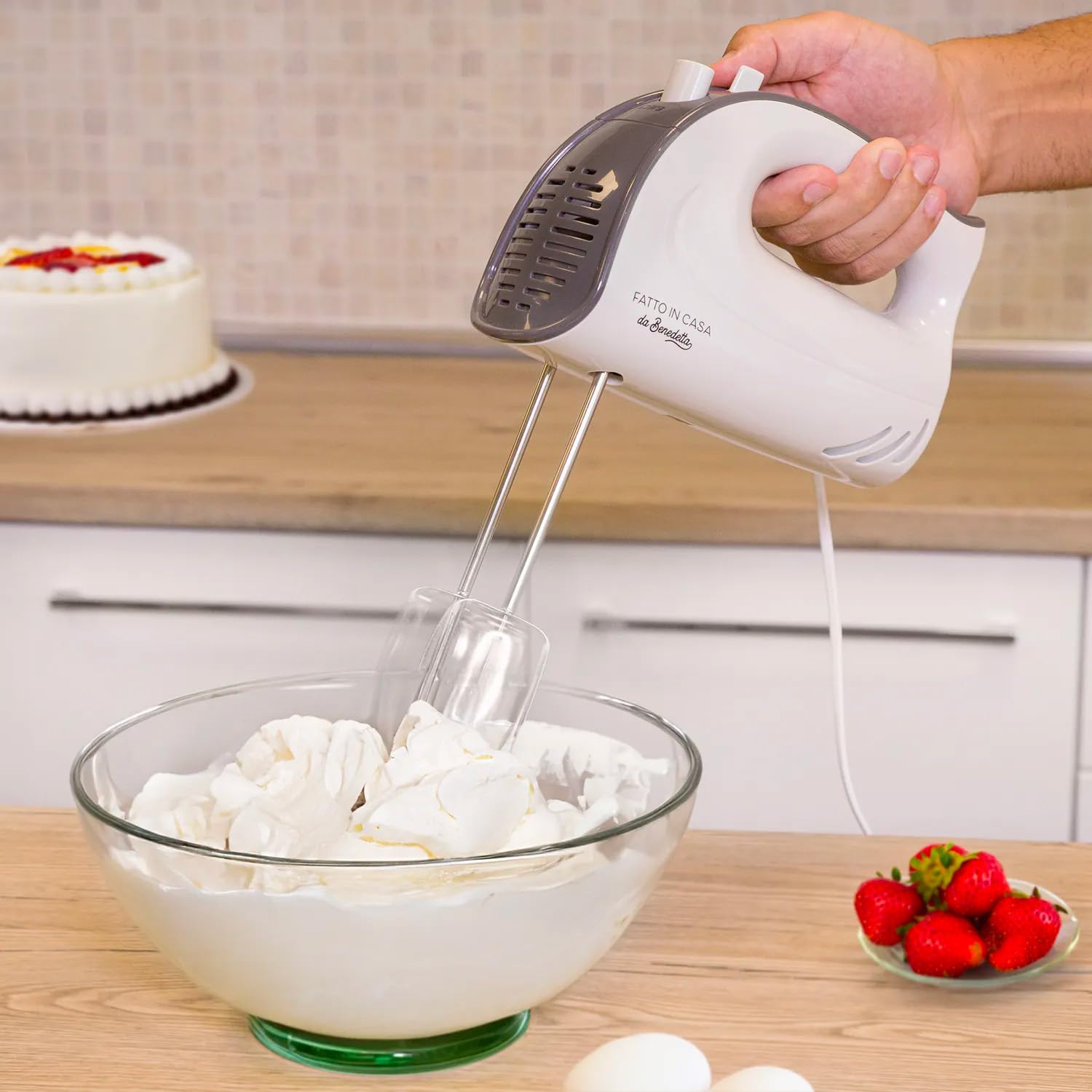 Fatto in Casa da Benedetta – Sbattitore elettrico da Cucina (5 Velocità + Funzione Turbo) con doppio Set di Fruste lunghe per Montare e Impastare, Potenza 500 W