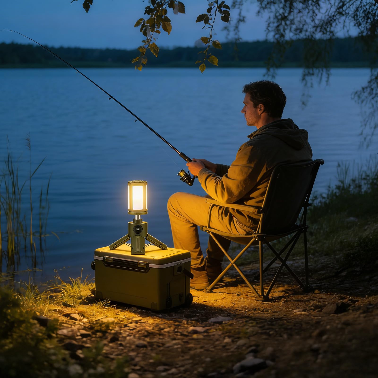 Lanterna da Campeggio Ricaricabile 8000mAh, Lampada LED da Campeggio Telescopica con Treppiede, Luce da Tenda Pieghevole IPX5, 4 Modalità Luce 11 Livelli Dimmer SOS Power Bank