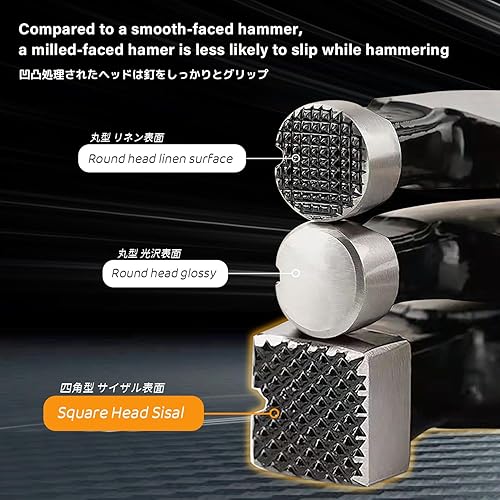 Miniatura 4 de BOOSDEN - Martillo de garra, martillo de 15 onzas, martillo para enmarcar con cabeza de acero fresado, martillo de carpintero con mango y escala de