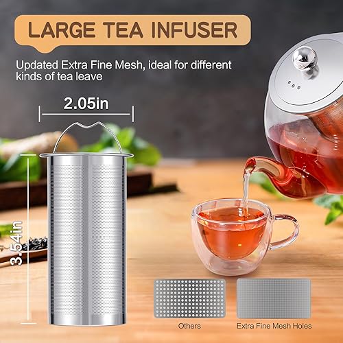 Miniatura 3 de Tetera de vidrio de 40 onzas  40.6 fl oz con infusor de acero inoxidable extraíble, hervidor de té de vidrio transparente con línea de escala,