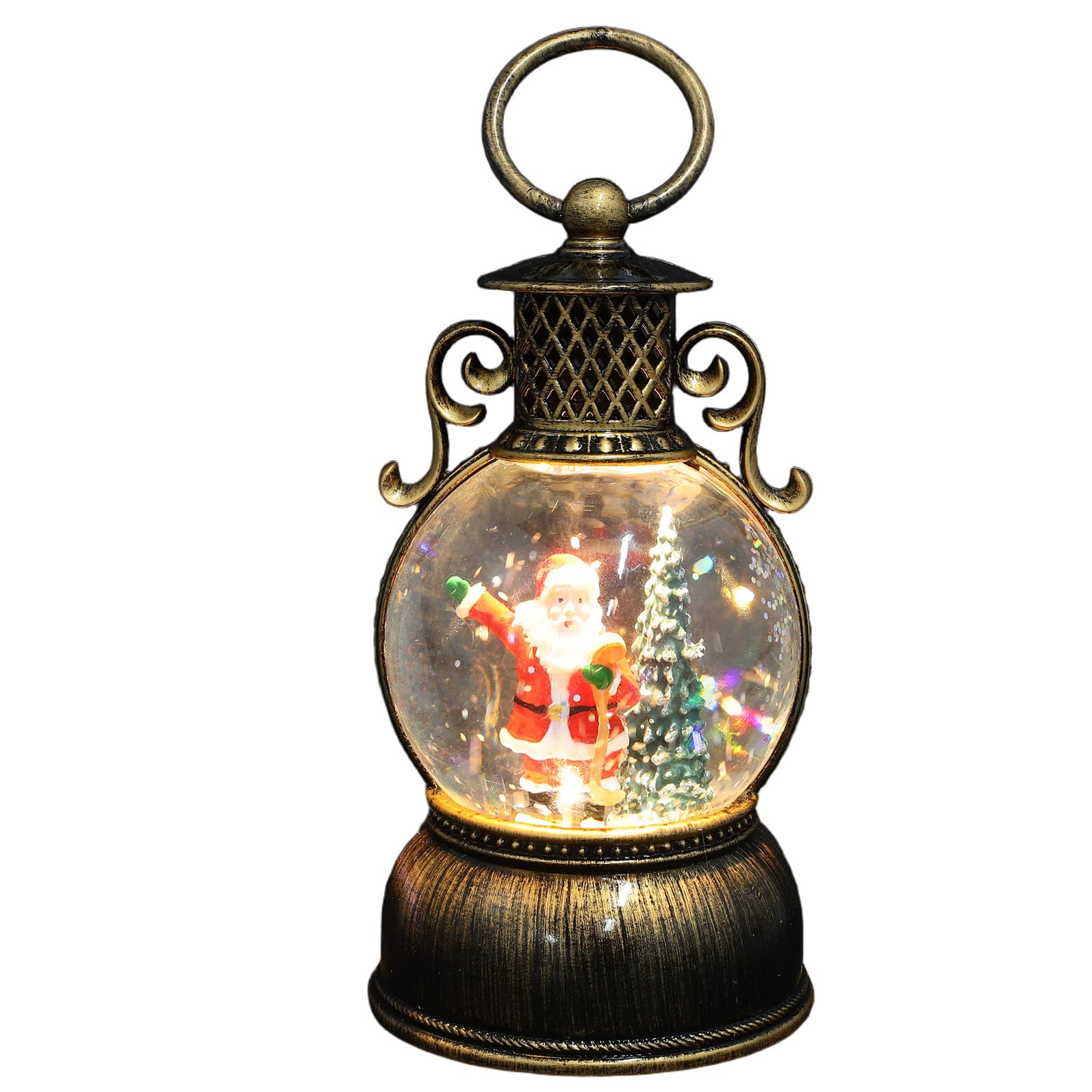 Linterna de Navidad con Papá Noel musical luz LED y nieve de la marca jojofuny
