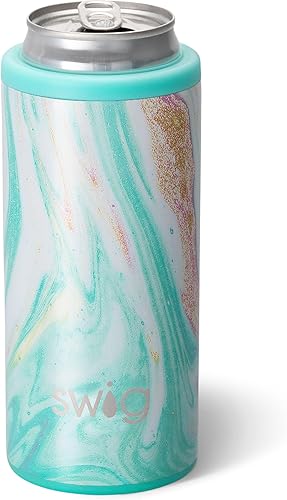 Swig Life - Enfriador de latas delgadas, acero inoxidable, apto para lavavajillas, triple aislamiento, para latas delgadas de 12 onzas de alto, con