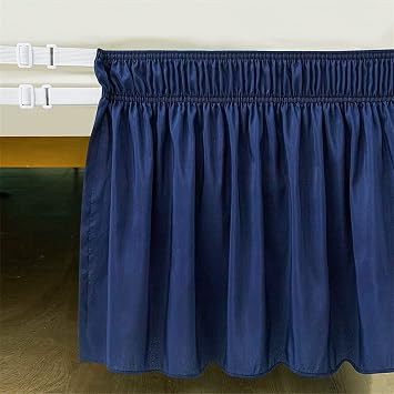 Bedding Elastic Bed Valance Skirt with Ruffles - Solid Color Bed Skirt 38/45 Cm Easy Install Bed Skirt Double/Single/Half Square Stretch Wrap (Blue,120 * 200+45cm)