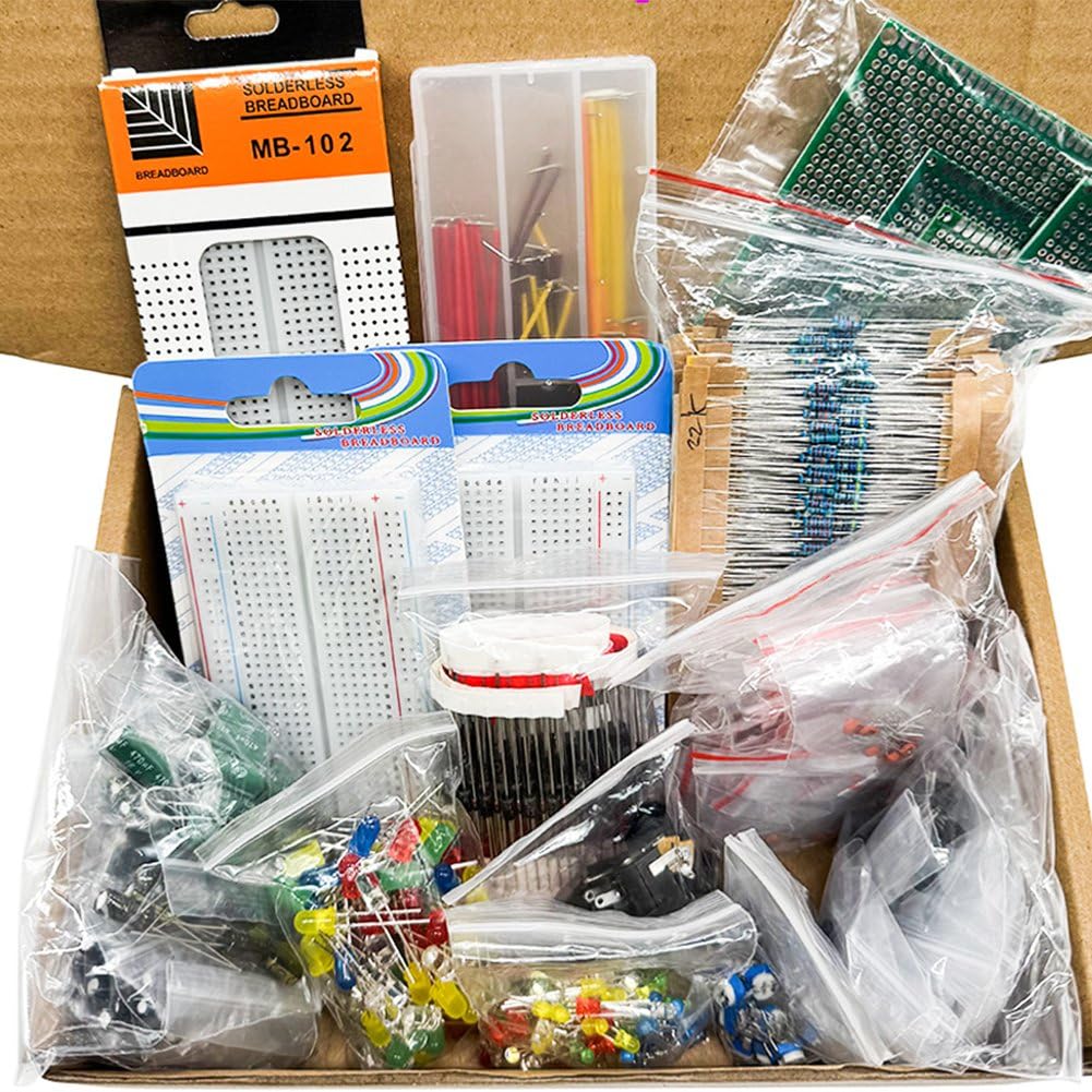 Jnchdghwa As Shown Ultimate Edition Electronic Components Kit 2110Pcs Including Capacitors, Resistors Led Board Dip-Ic Breadboard