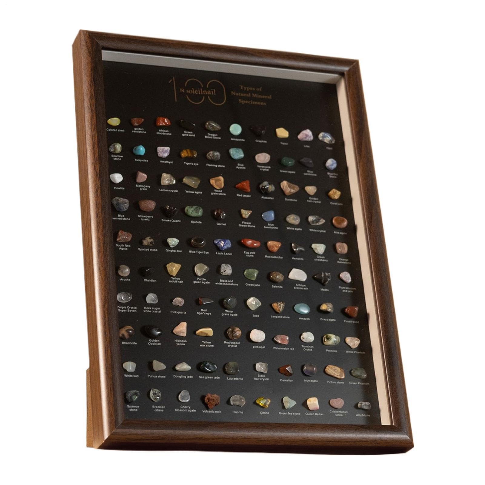 Kolekcja Skał Dla Dzieci 100 Różnych Skał Edukacyjnych | Kolekcja Naturalnych Kryształów Z Gablotą Ekspozycyjną Dla Nauczycieli Nauk Ścisłych Entuzjastów Studentów I