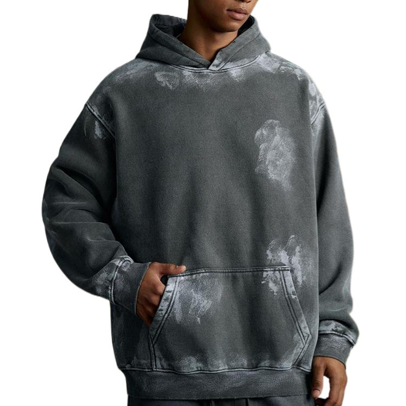 Onewus Męski sweter z kapturem | Vintage Wash bluza do noszenia na co dzień i na zimę