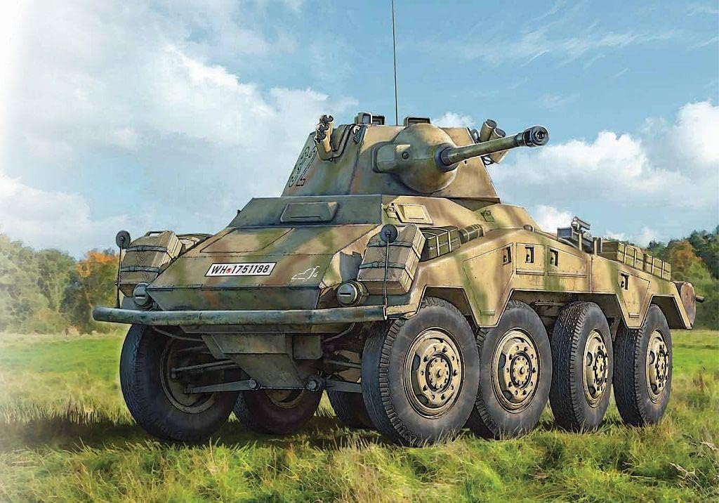 Italeri 6572 6572S 1:35 German SdKfz. 234/2 Puma 8-Wheel Faithful Replica, Model Building, Plastic Kit, Crafts, Hobby, Gluing, Model Kit, Assembly, Unpainted, Multi-Coloured