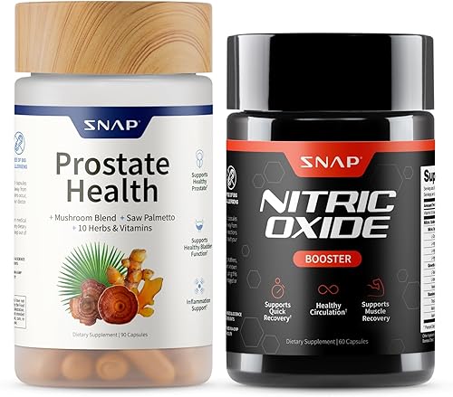 Snap Supplements Paquete de Suplemento de Salud de Próstata y Óxido Nítrico para Hombres, 90 + 60 Cápsulas Vegetarianas (Suministro de 1 Mes)