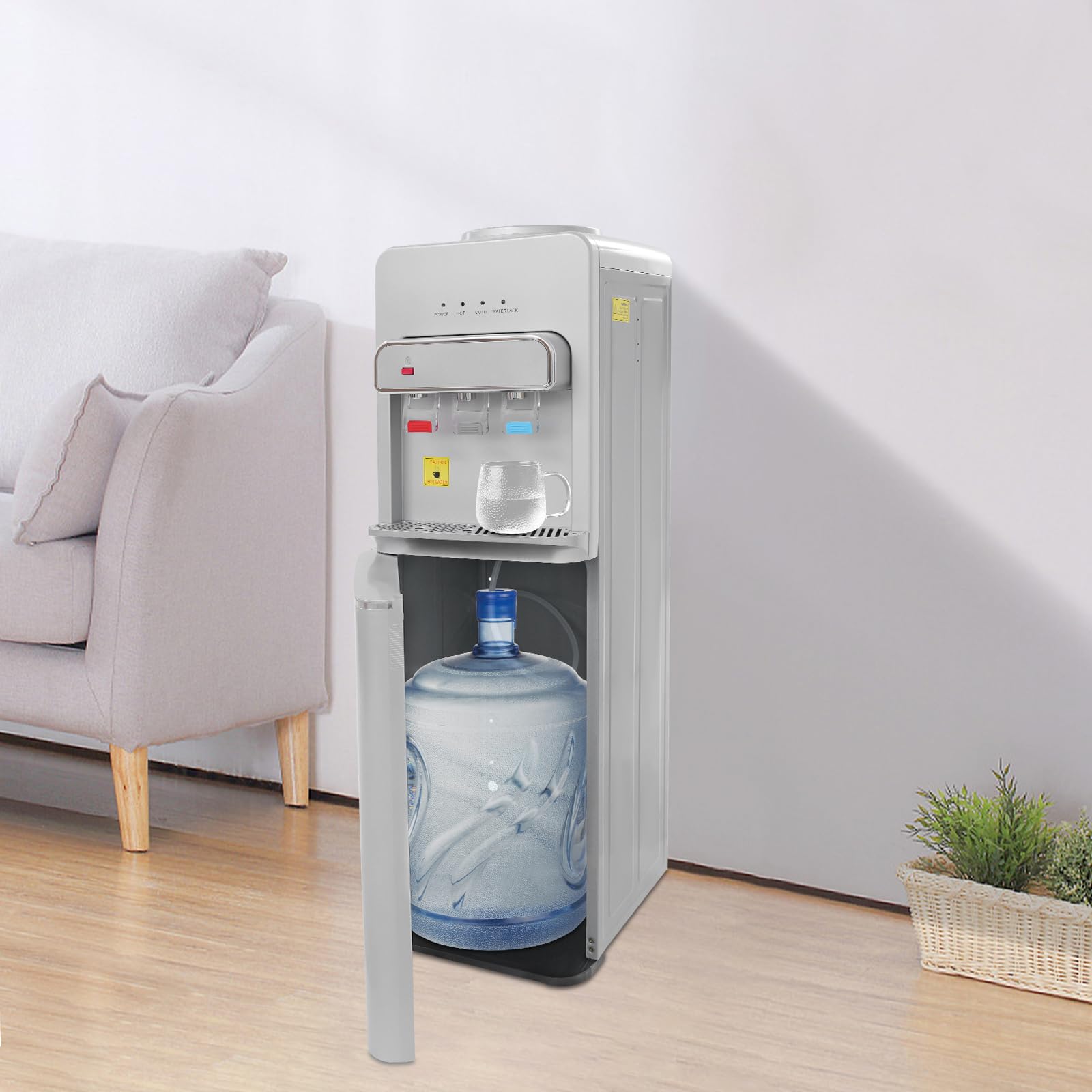 Dispensador de agua de pie, 3 ajustes de temperatura, agua caliente, fría y a temperatura ambiente, enfriador de agua embotellada con carga desde abajo, para dispensar agua potable en la oficina, en