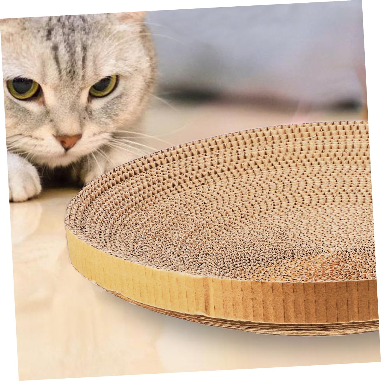 3 Stück-Pack Runde Katzenkratzbretter Ersatz aus Wellpappe, Khaki