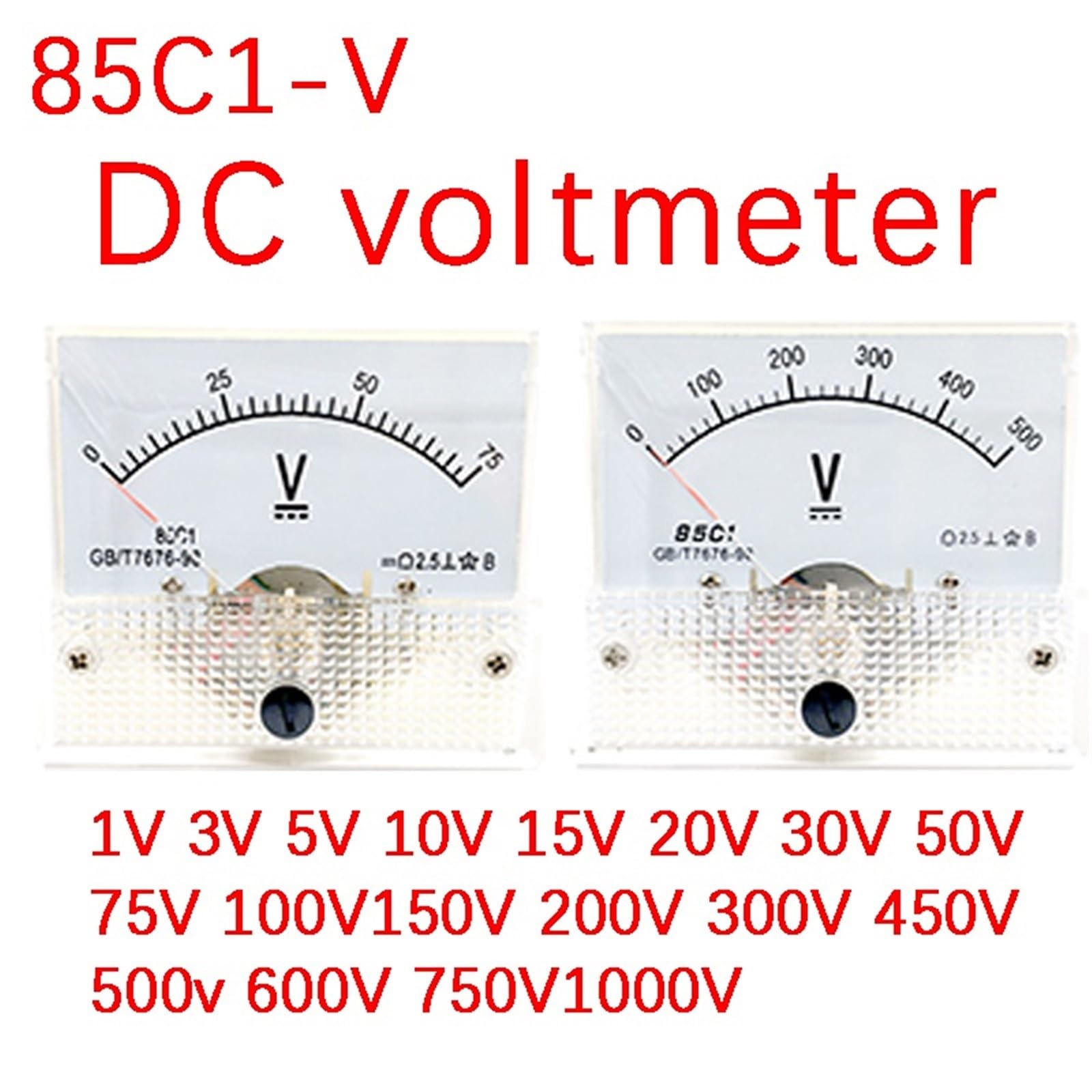 85C1-V Misuratore di tensione DC 1v 3v 5v 10v 15v 20v 30v 50v 75v 100v 150v 200v 250v 300v 450v 500v Campo di misura analogico 1 pz(DC15V)