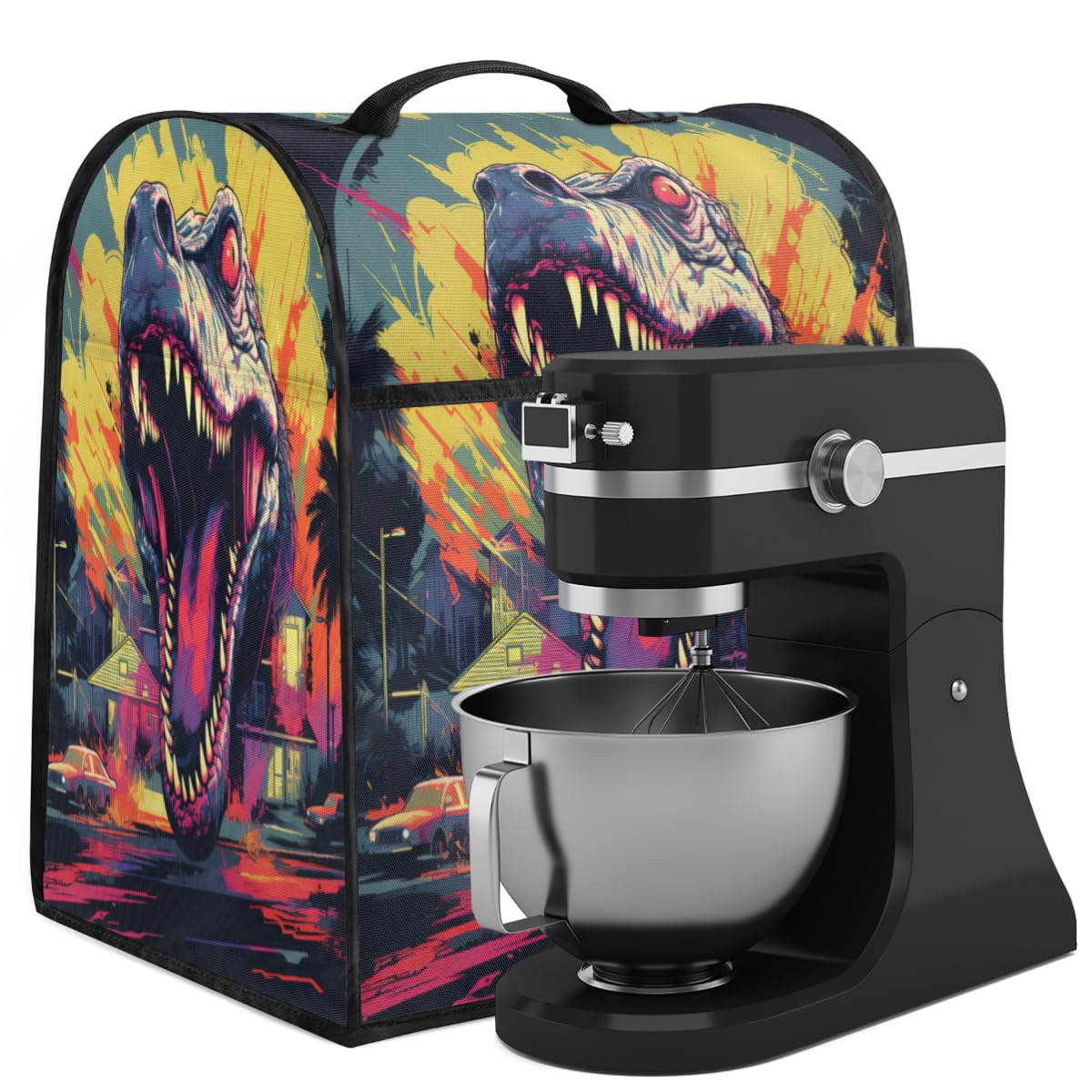 Coffee Maker Cover Ferocious Dinosaur Pattern Kitchen Appliance Covers Small Appliance Covers Blender Cover Juicer Cover Dust Covers for Kitchen Appliances with Top Handle and Pockets,Washable,B78