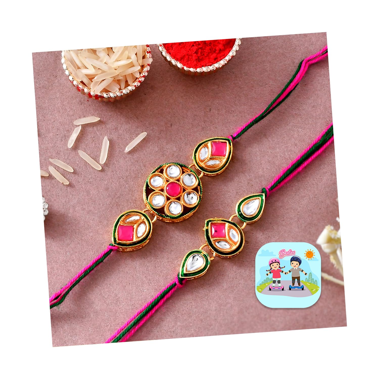 CraftVatika Rakhi for Brother Set of 2 Floral Rakhi for Bhaiya Boy Men Designer Meenakari Rakhi Rakshabandhan Multicolor Thread Bracelet Rakhi, Fridge Magnet for Door Decor (B0C9MZ6SMK) Amazon Price History, Amazon Price Tracker