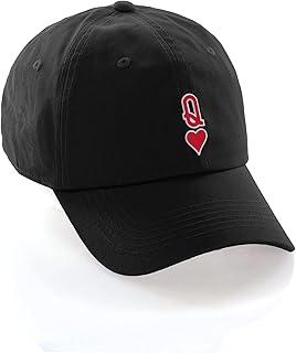 Daxton Poker Holdem Lucky Cards Baseball Unstructured Cap, Black Hat, Queens of Hearts