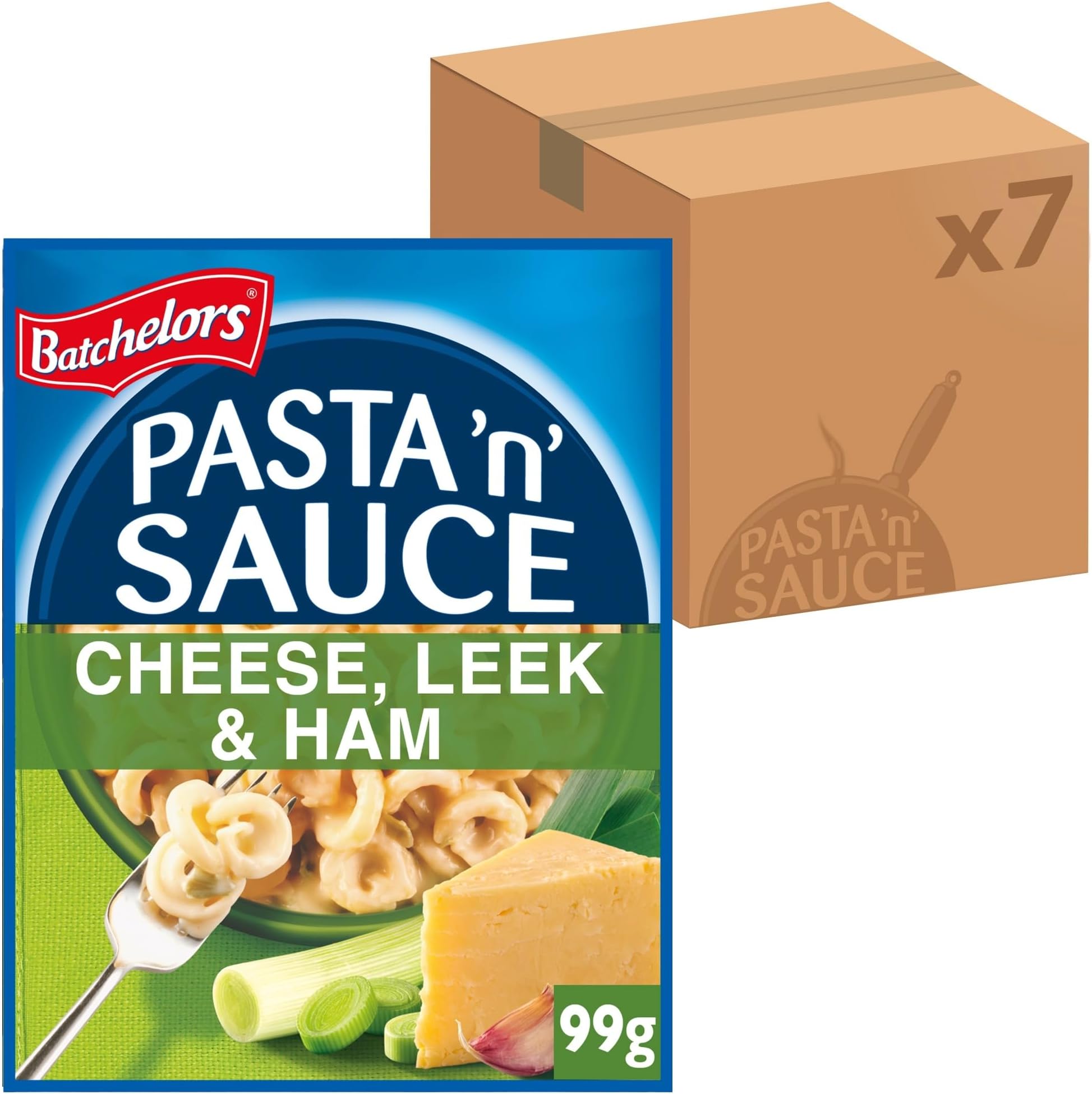 Batchelors Pasta 'n' Sauce Cheese, Leek & Ham Pasta Ready Meal, 99 g Packet (Pack of 7)