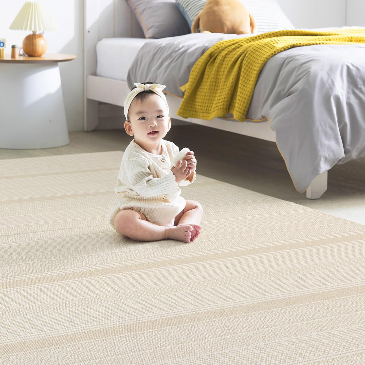 Parklon Ultra-Soft Cushioned Baby Play Mat (Sisal + Coco Bear, One-Piece, Reversible, Water Resistant, Medium)