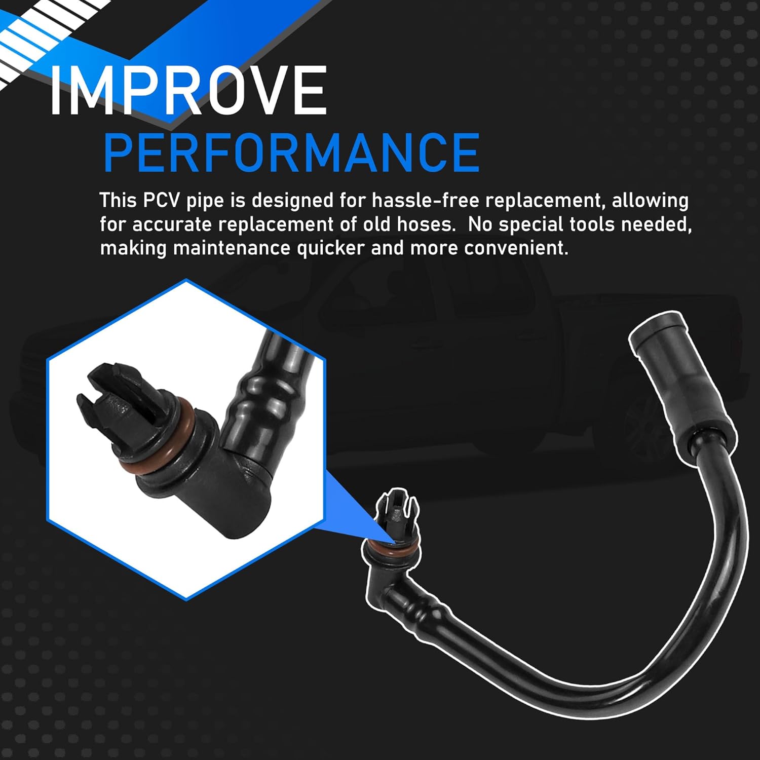 PCV Valve Tube Compatible with 2007-2008 Cadillac Escalade Chevy Avalanche Silverado Suburban Tahoe GMC Sierra Yukon Hummer H2 Replaces 12607406 19435539