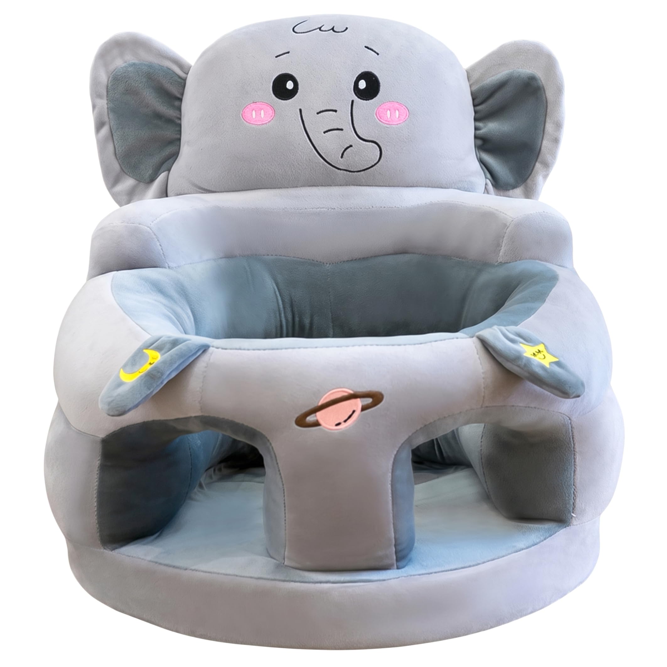 Baby-Bodensitz, weicher Sitzstützstuhl für Kleinkinder mit Elefanten-Design, grau, 17, 7 x 17, 7 x 15, 8 Zoll, Sit-Me-Up-Bodensitz für Babys