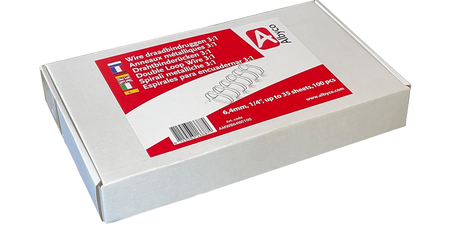 White Wire Binding Combs - Metal Rings - 6.4mm, 1/4" - Up to 35 Sheets - Pack of 100