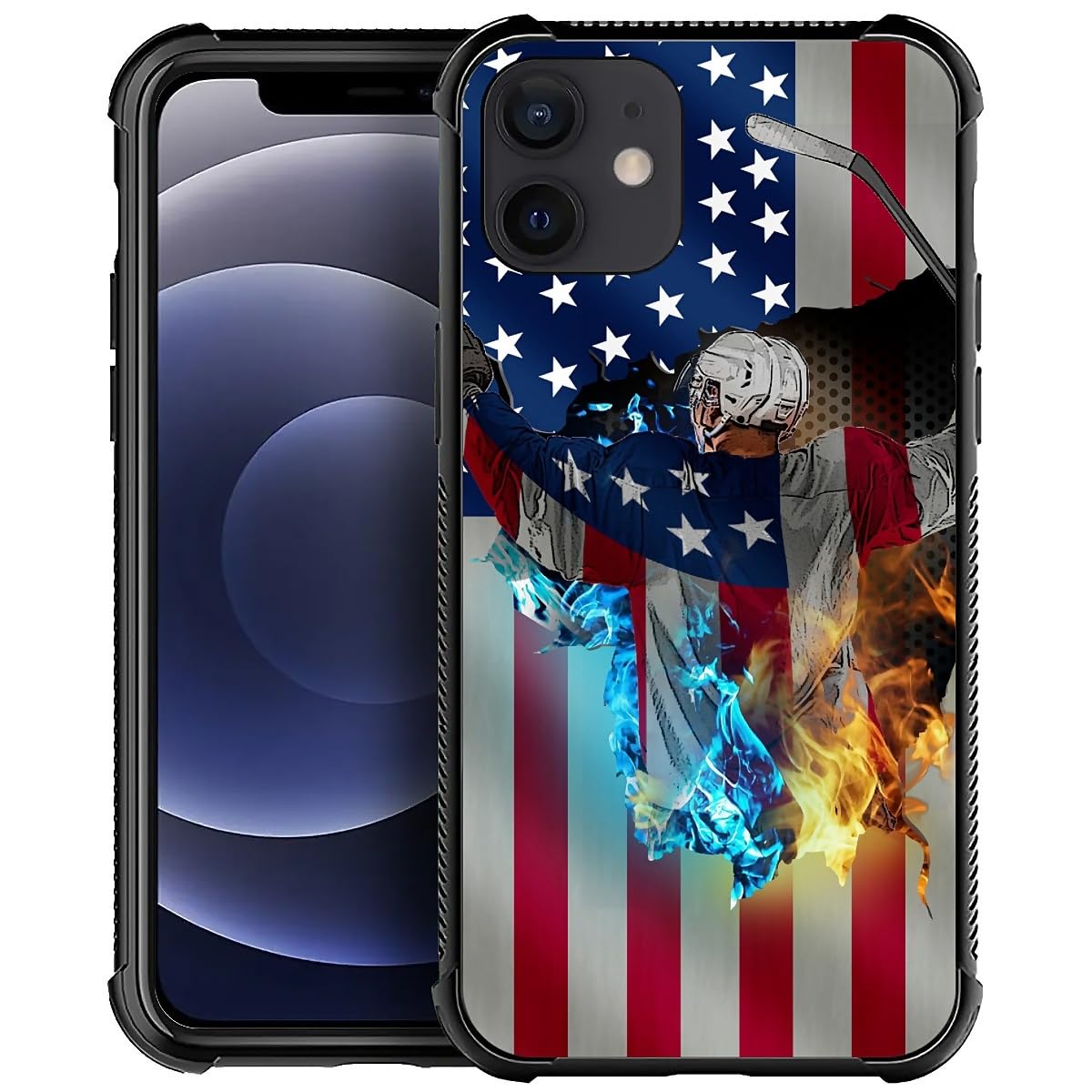 DJSOK Compatible with iPhone 12/12 Pro Case，Design Pattern Back Bumper Anti Scratch Reinforced Corners Soft TPU Caver,Cases for Men Women-Ice and Fire