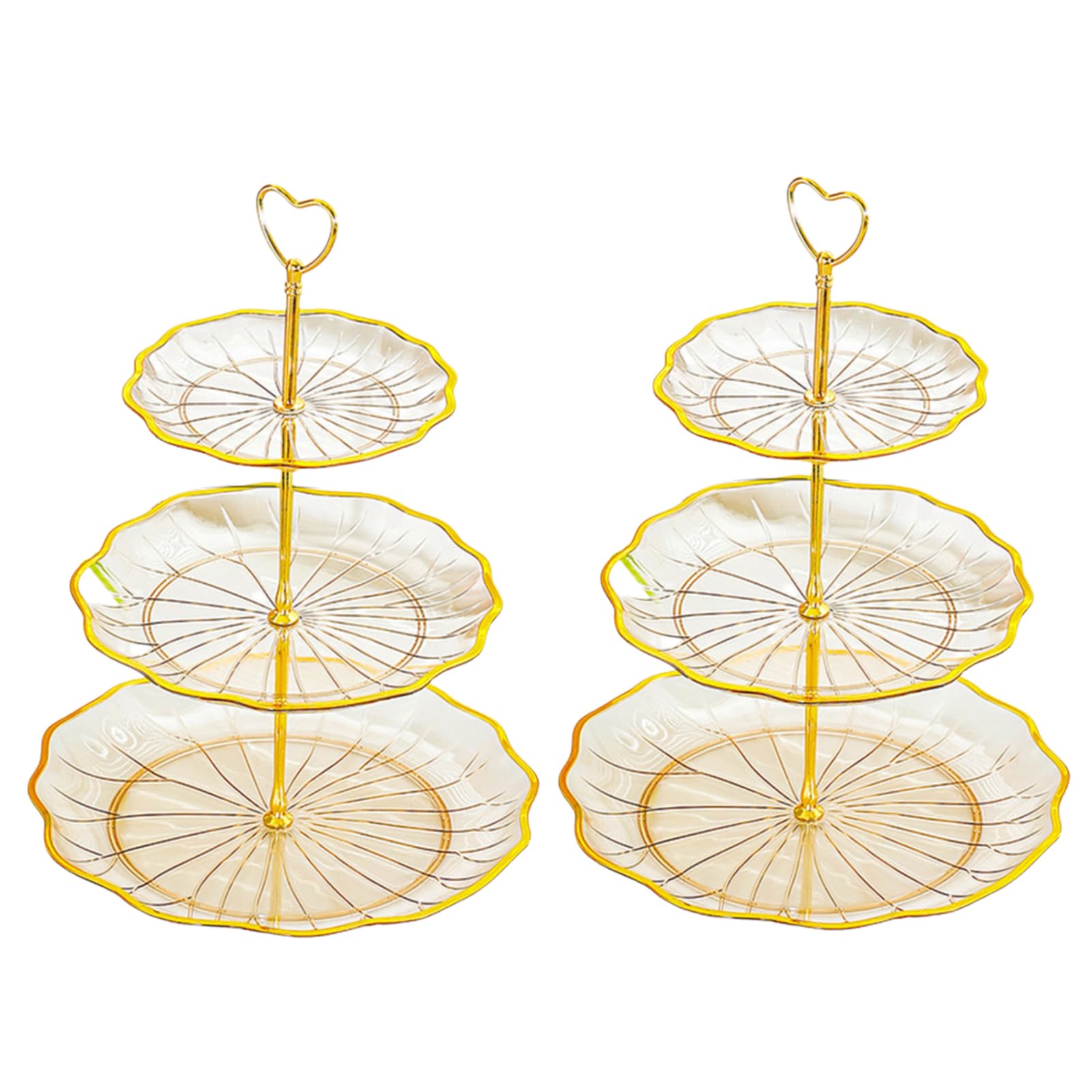 Pasdrucn 3 Tier Round Porcelain Tiered Cupcake Stands, 3 Tier Cupcake Stand Holder, 2Pcs Plastic Tiered Cake Stand Display Tower, Afternoon Tea Stands for Party Wedding Birthday-Yellow