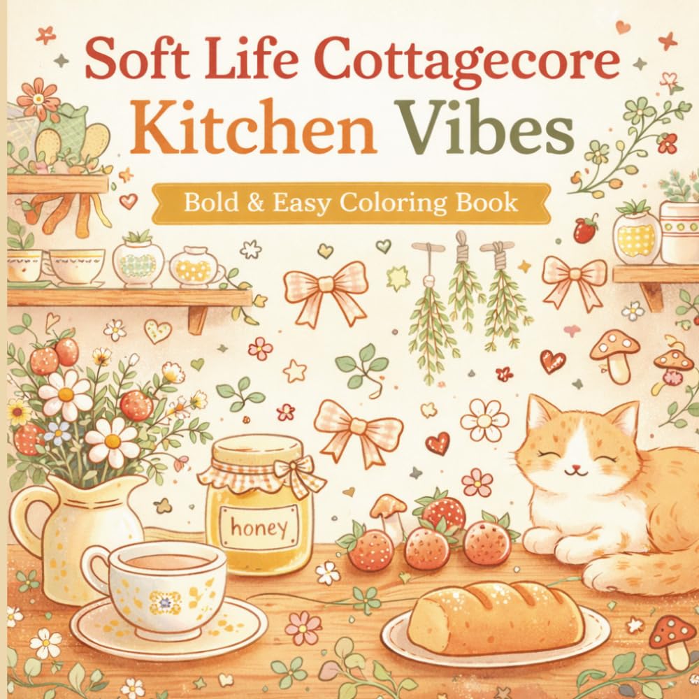 Soft Life Cottagecore Kitchen Vibes: Bold and Easy Coloring Book