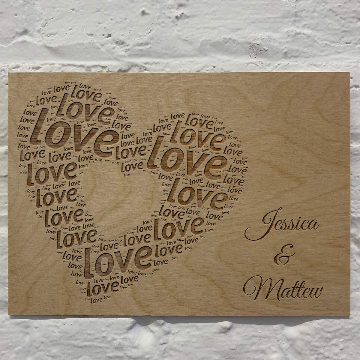 Cutncraft Designs Personalised Love Heart Sign Add Your Name Valentines Wedding Aniversary 30x21cm (11.7" x 8.32) โ image 1