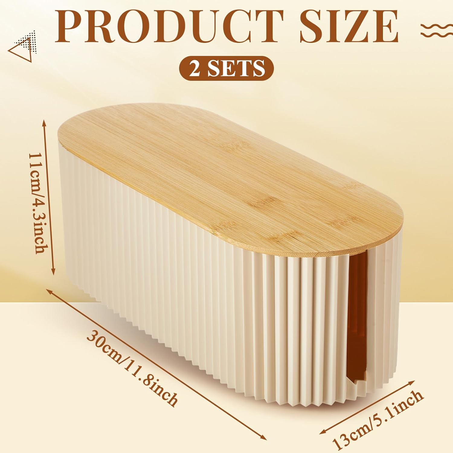 Marsui 2 Pcs Beige Cable Management Organizer Box for Hiding Wires, Home Office Desk Floor Cord Organizer, 11.8 x 5.1 x 4.3 Inch Cord Strip Protect Holder Wire Storage