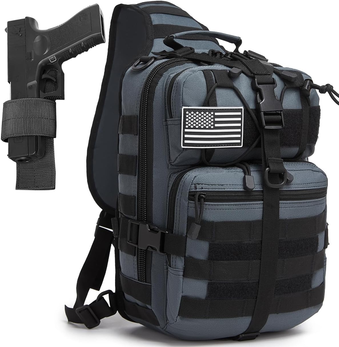 ATBP Tactical Crossbody Backpack Large Sling Pack With Holster Shoulder Bag For Men Outdoors Hiking Camping Gym