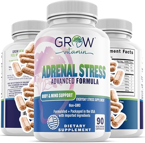 Fórmula avanzada de estrés suprarrenal, suplemento de apoyo para la fatiga, administrador de cortisol con Ashwagandha - 90 cápsulas