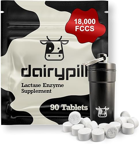Miniatura 10 de DairyPill Lactase Enzyme 18,000 FCCs per Pill, 180 Count, Solution for Lactose Intolerance, Portable, Easy to Swallow, Preservative and Gluten Free,