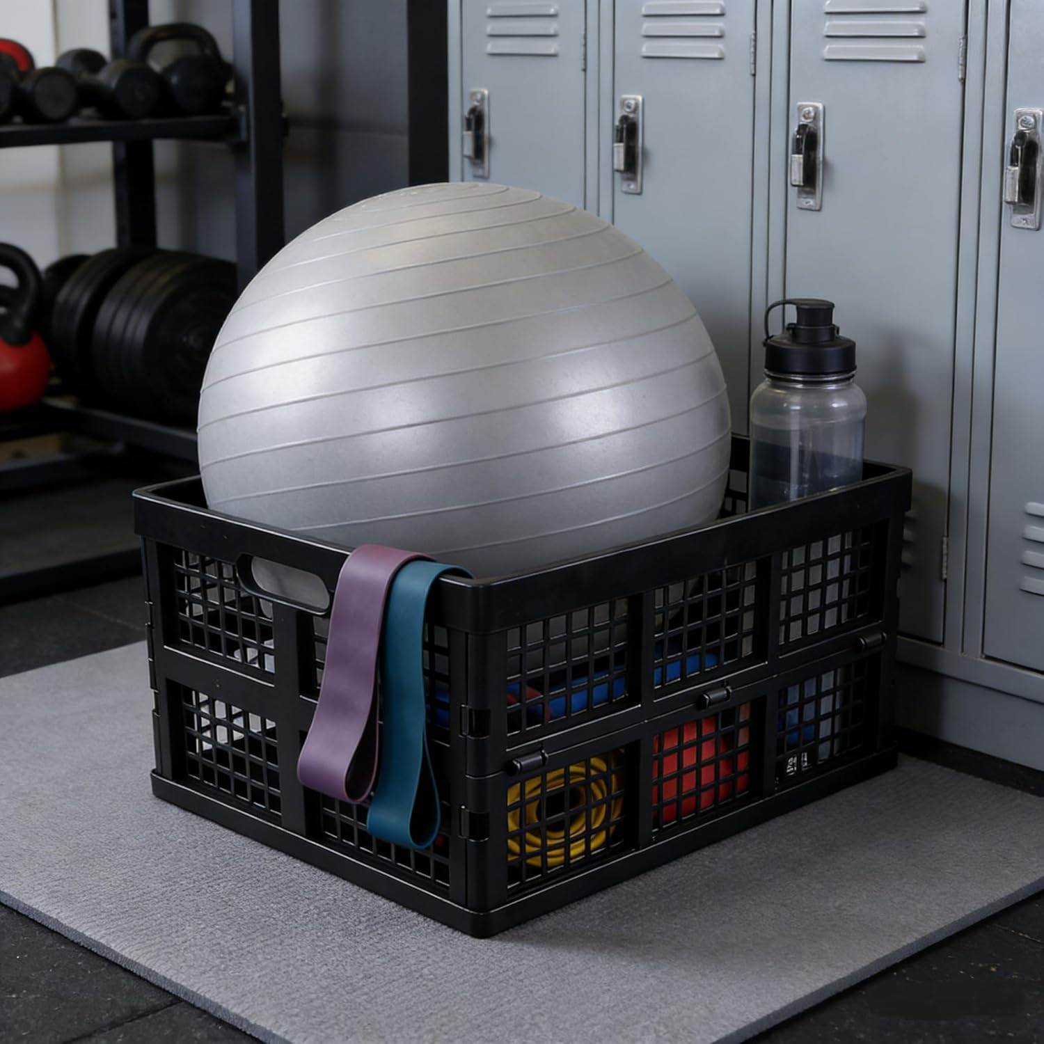 Zopnny 3 Packs Collapsible Plastic Basket, 30 L Stackable Storage Bin Crate, Utility Folding Baskets